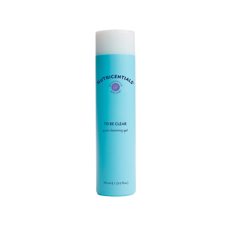 Nutricentials To Be Clear Cleansing Gel in blue 150ml bottle
