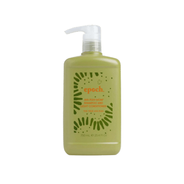 Epoch Ava Puhi Moni Shampoo and Conditioner in green 750ml bottle with pump
