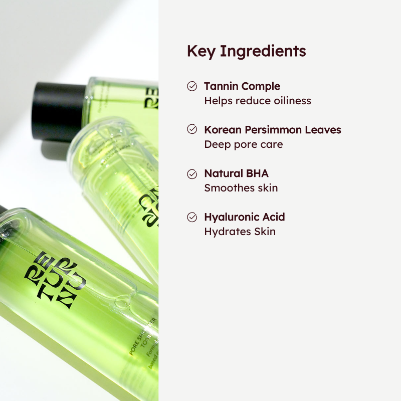 RETURNU toner ingredients list with green bottle and product view