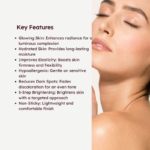Woman with glowing skin beside RETURNU essence skincare benefits